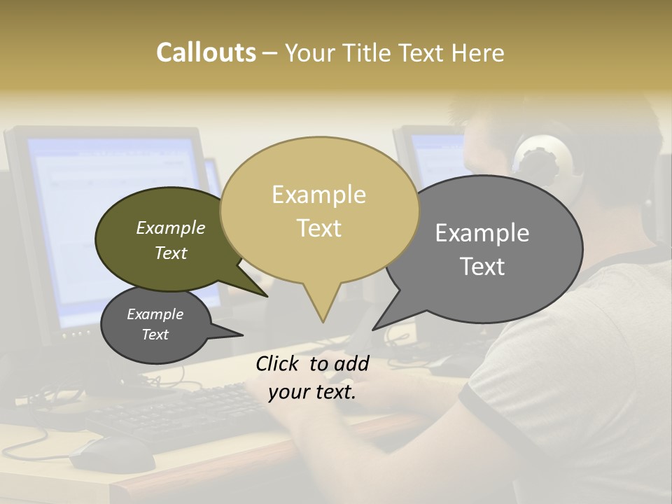 College Student Using Computer Lab. PowerPoint Template