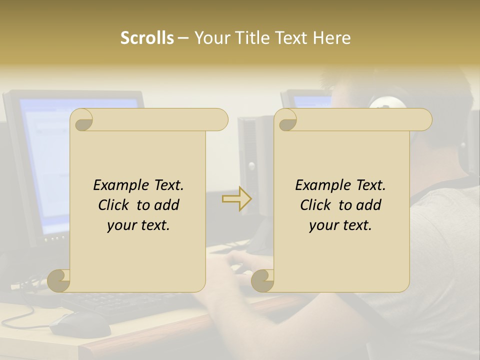 College Student Using Computer Lab. PowerPoint Template