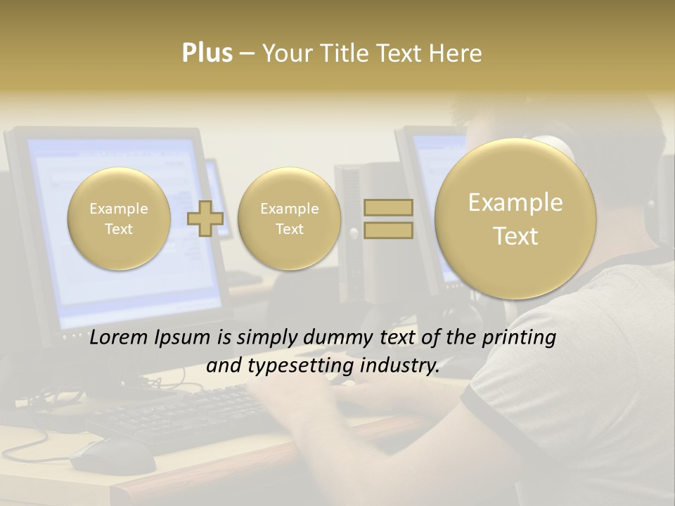 College Student Using Computer Lab. PowerPoint Template