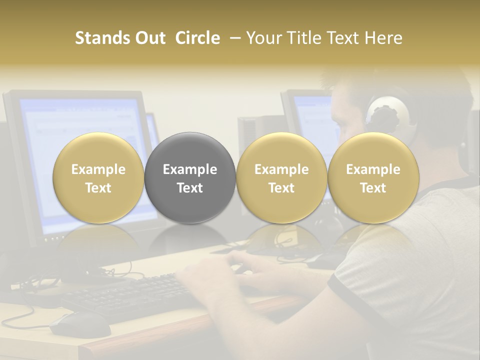 College Student Using Computer Lab. PowerPoint Template