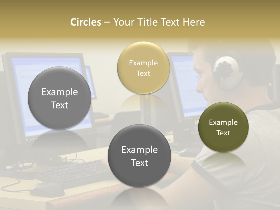 College Student Using Computer Lab. PowerPoint Template