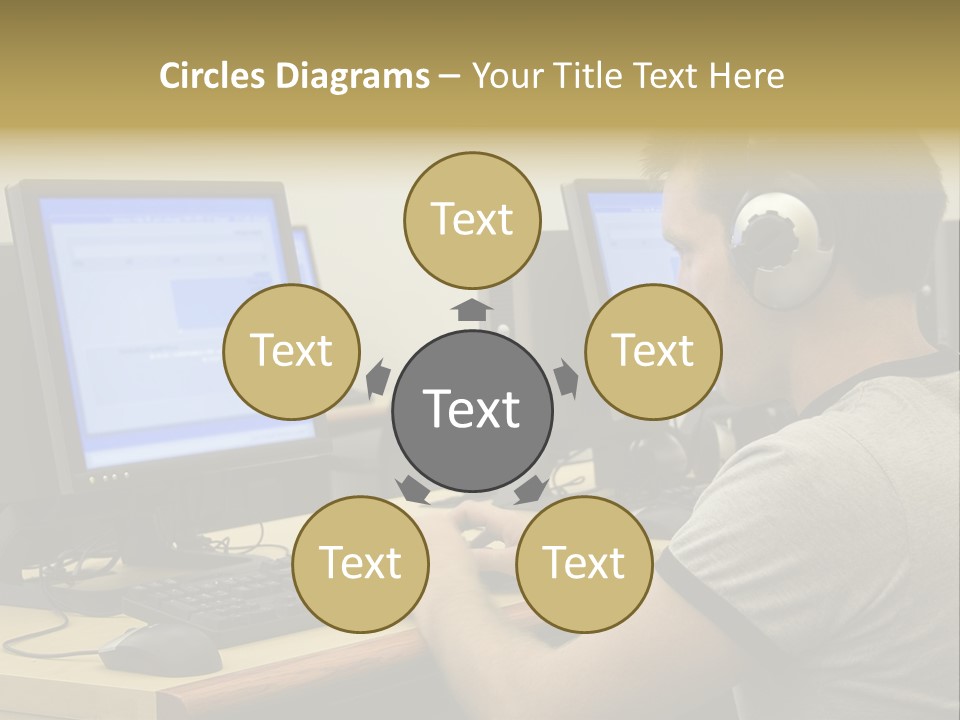College Student Using Computer Lab. PowerPoint Template