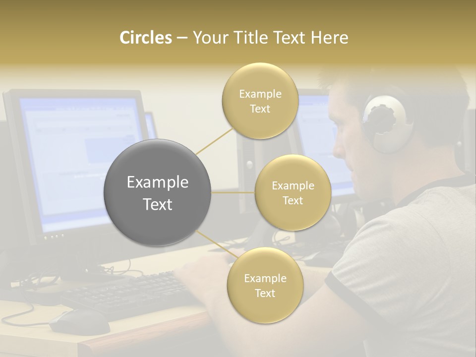 College Student Using Computer Lab. PowerPoint Template