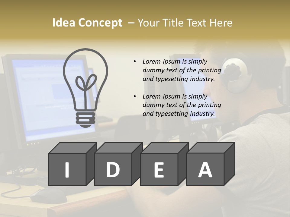 College Student Using Computer Lab. PowerPoint Template