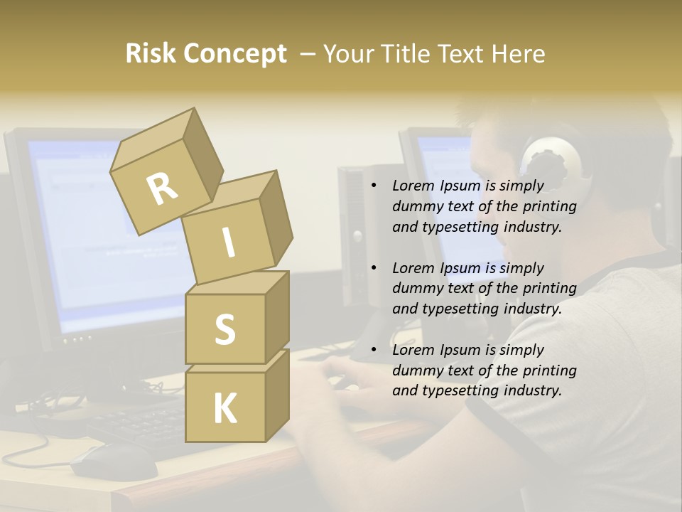 College Student Using Computer Lab. PowerPoint Template