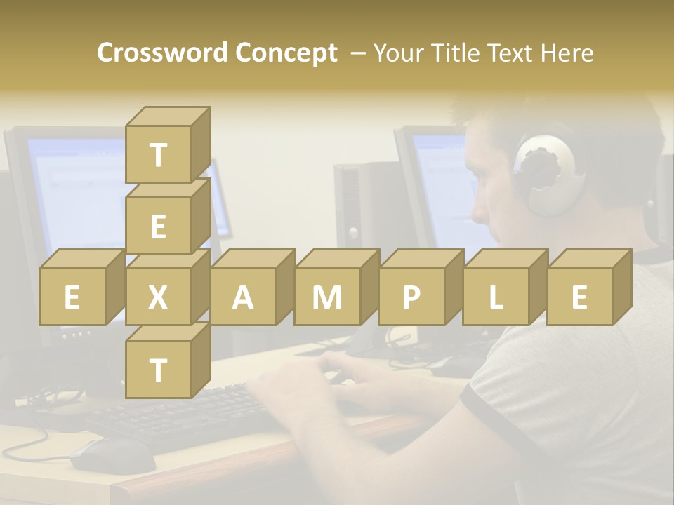 College Student Using Computer Lab. PowerPoint Template