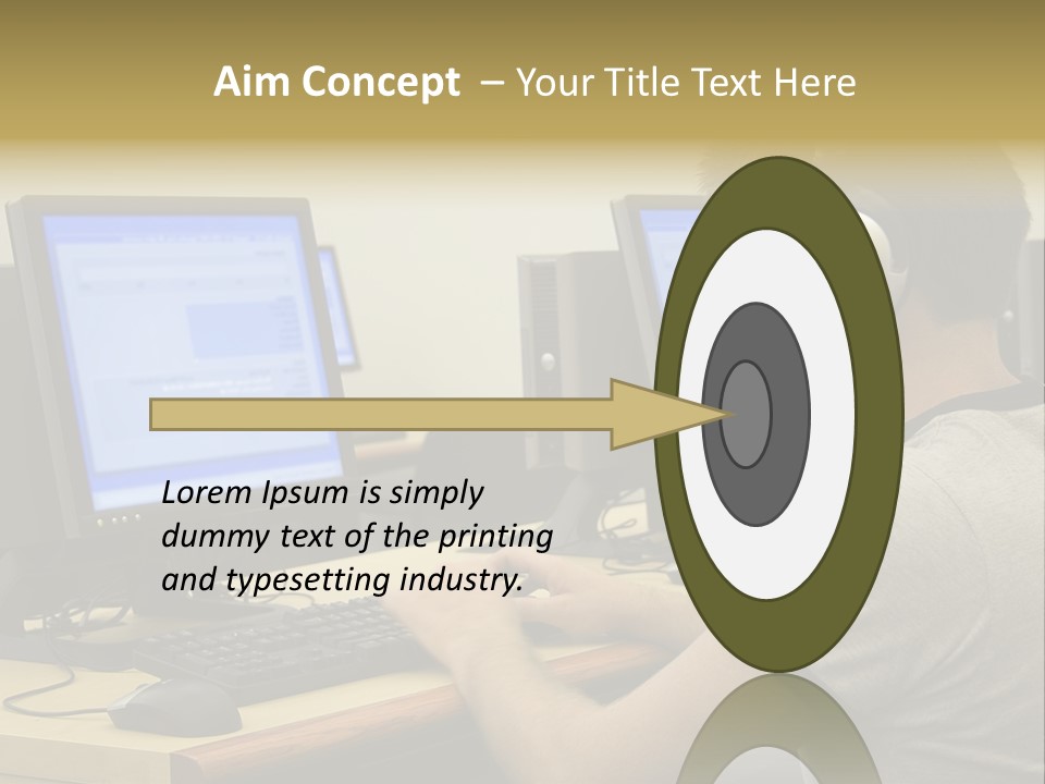 College Student Using Computer Lab. PowerPoint Template