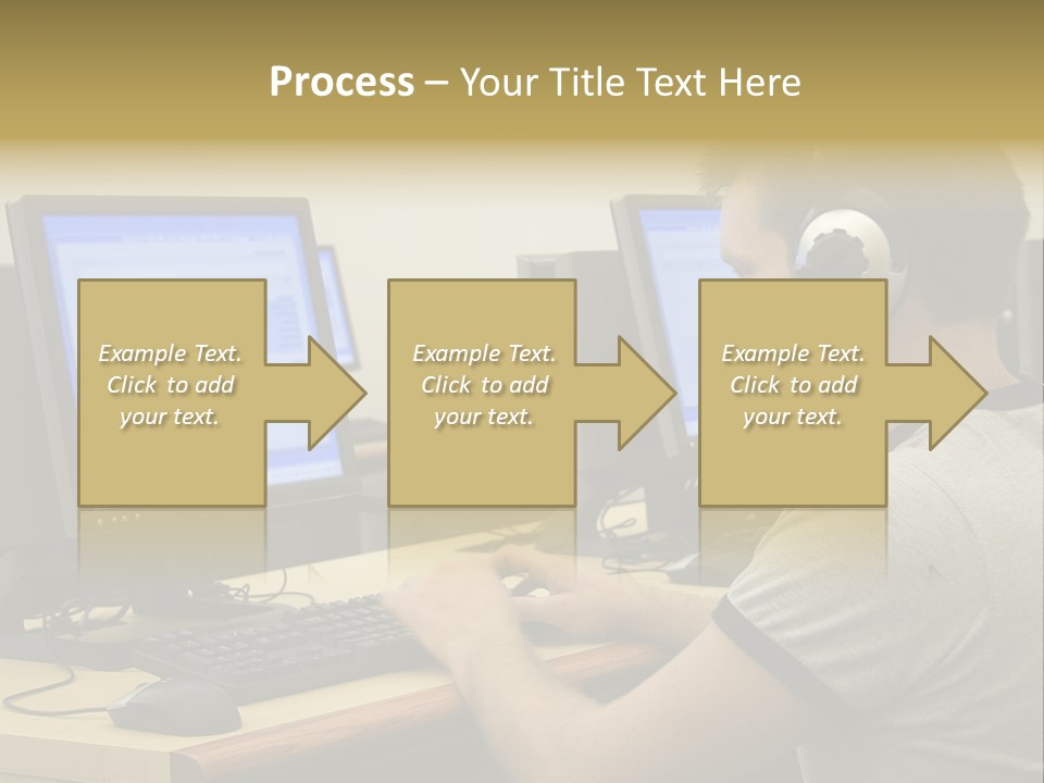 College Student Using Computer Lab. PowerPoint Template