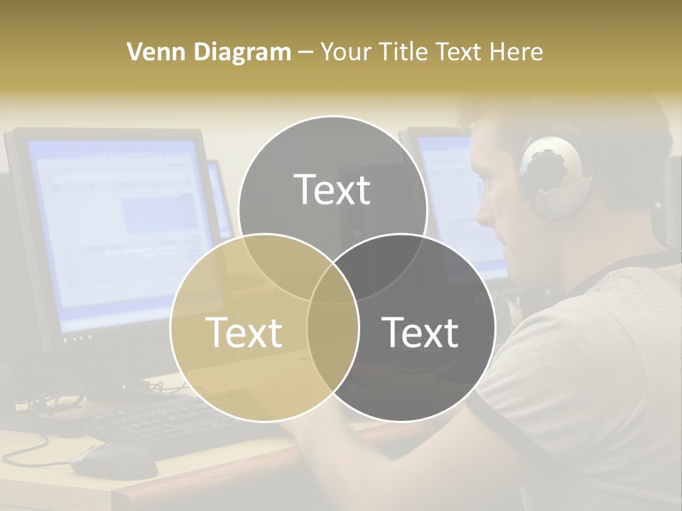 College Student Using Computer Lab. PowerPoint Template