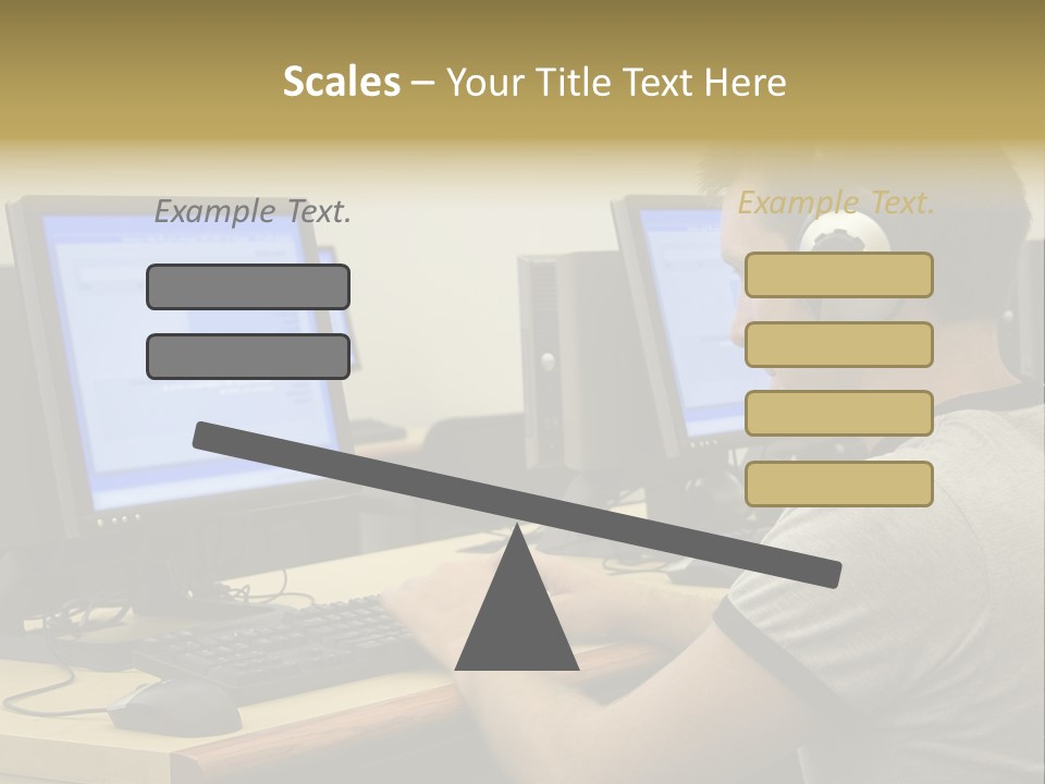 College Student Using Computer Lab. PowerPoint Template