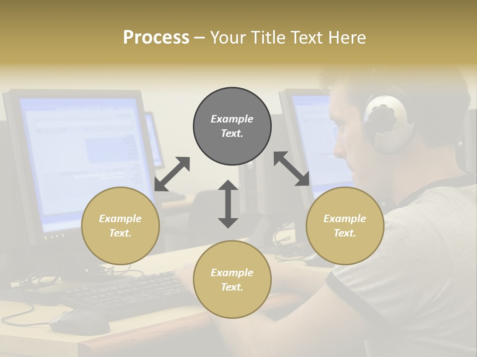 College Student Using Computer Lab. PowerPoint Template