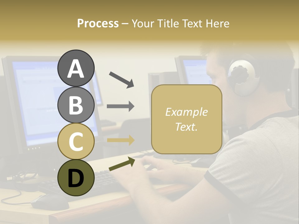 College Student Using Computer Lab. PowerPoint Template