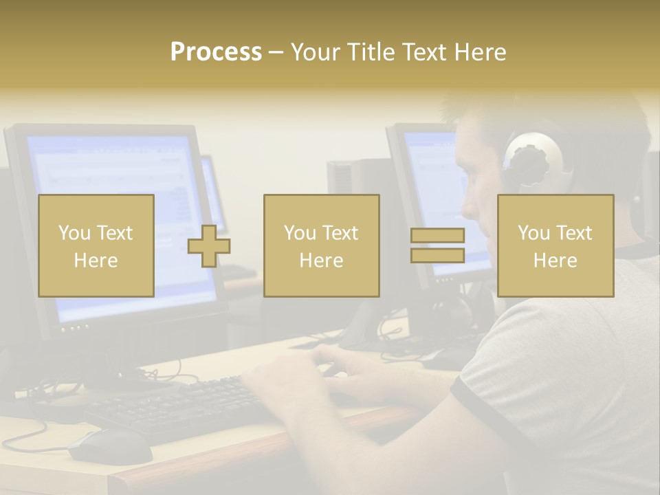 College Student Using Computer Lab. PowerPoint Template