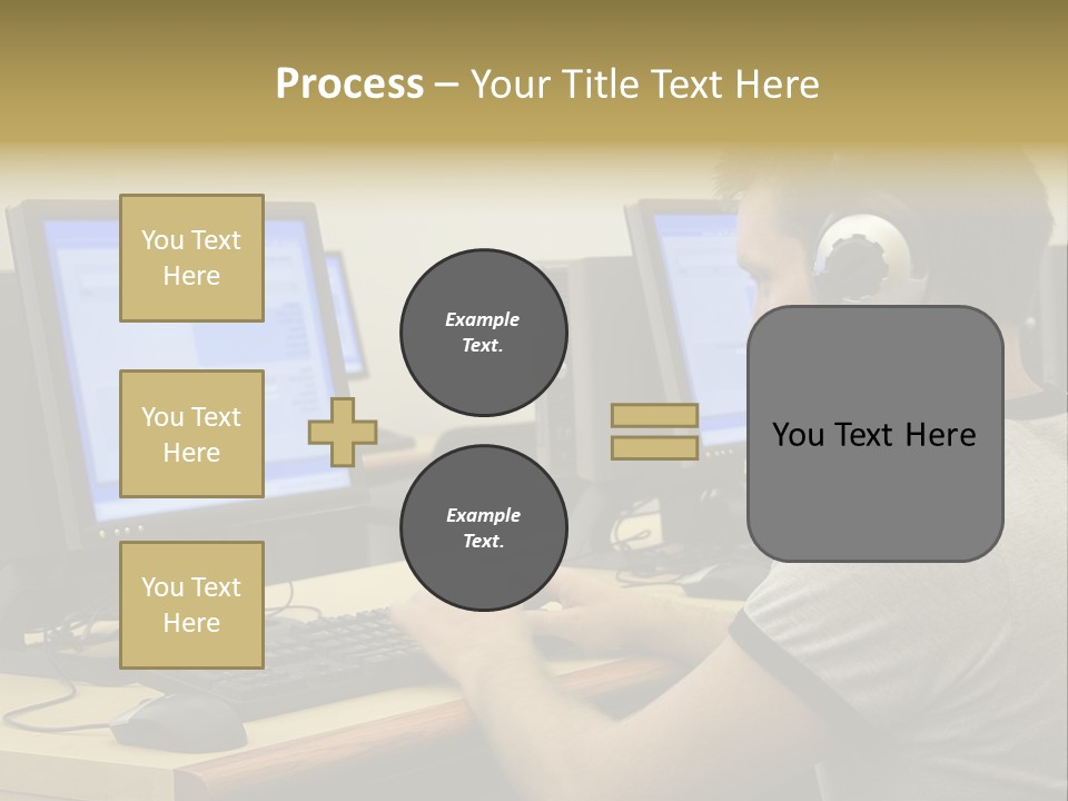College Student Using Computer Lab. PowerPoint Template