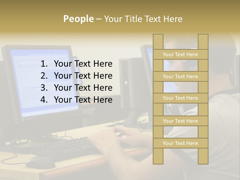 College Student Using Computer Lab. PowerPoint Template