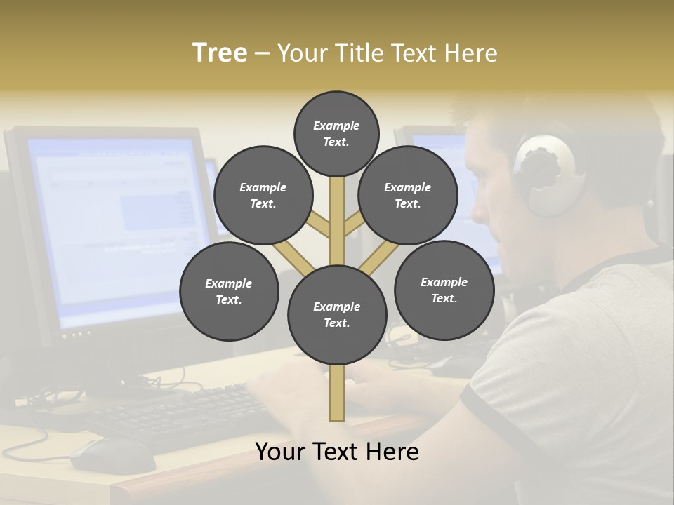 College Student Using Computer Lab. PowerPoint Template