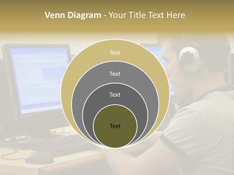College Student Using Computer Lab. PowerPoint Template