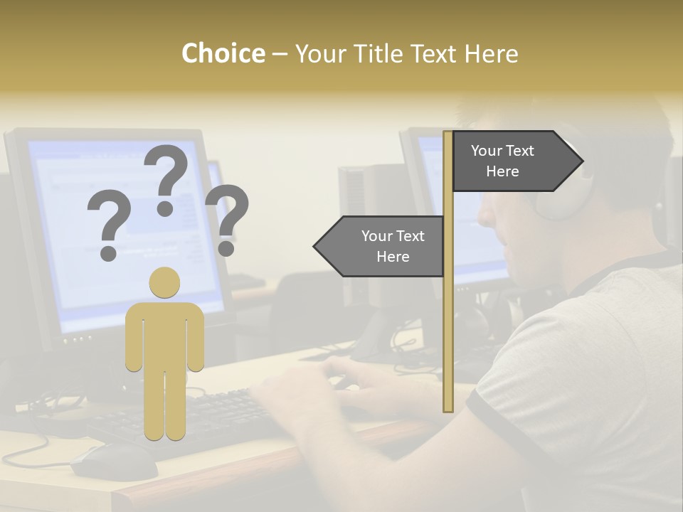 College Student Using Computer Lab. PowerPoint Template