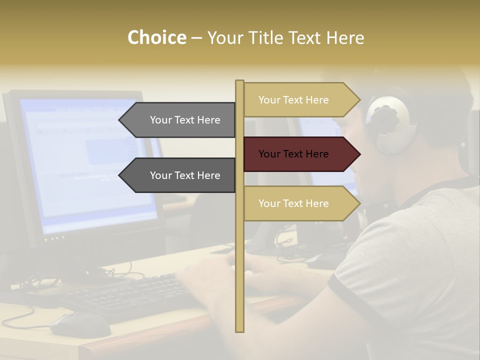 College Student Using Computer Lab. PowerPoint Template