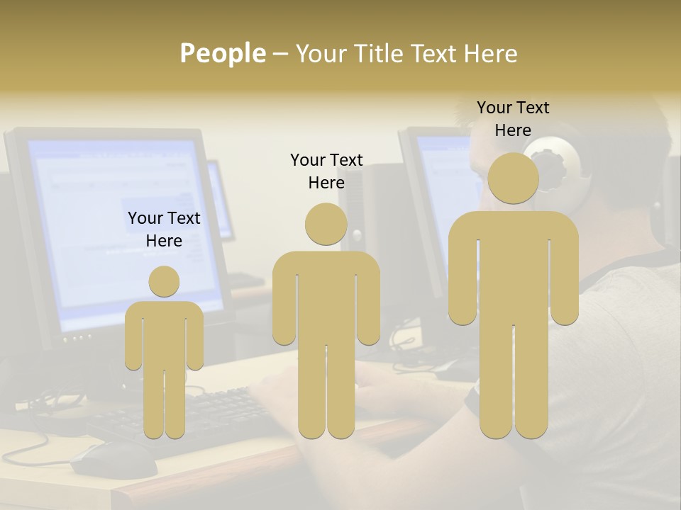College Student Using Computer Lab. PowerPoint Template