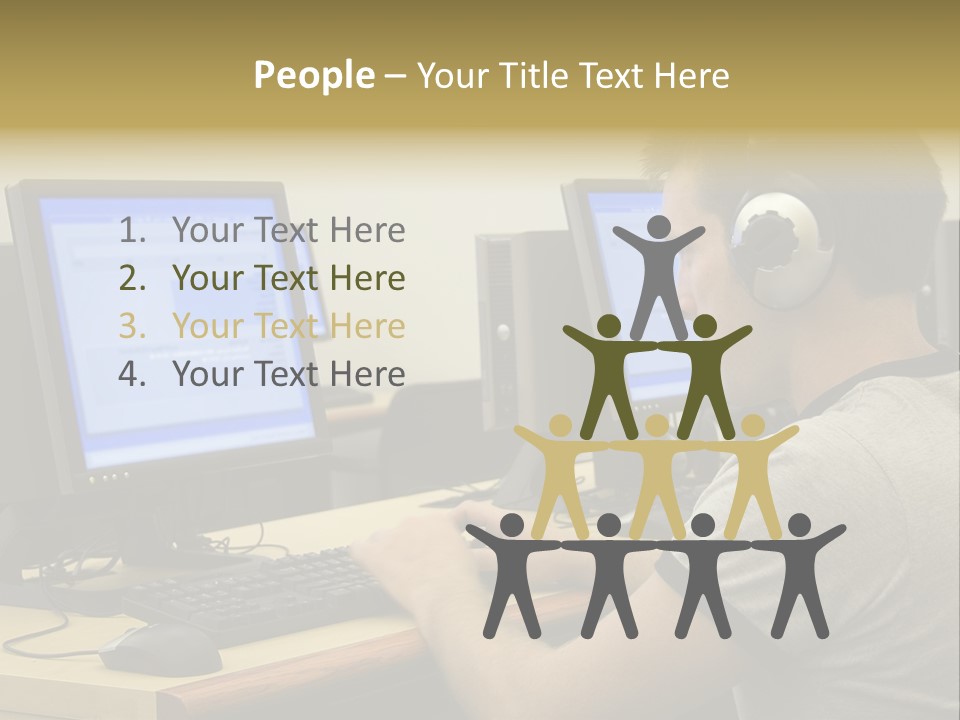 College Student Using Computer Lab. PowerPoint Template