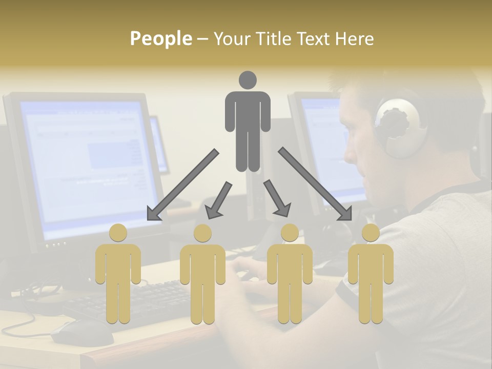 College Student Using Computer Lab. PowerPoint Template