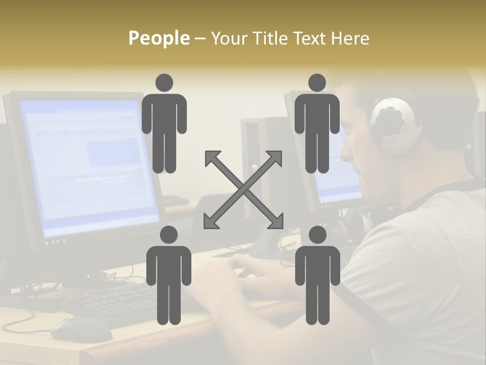 College Student Using Computer Lab. PowerPoint Template