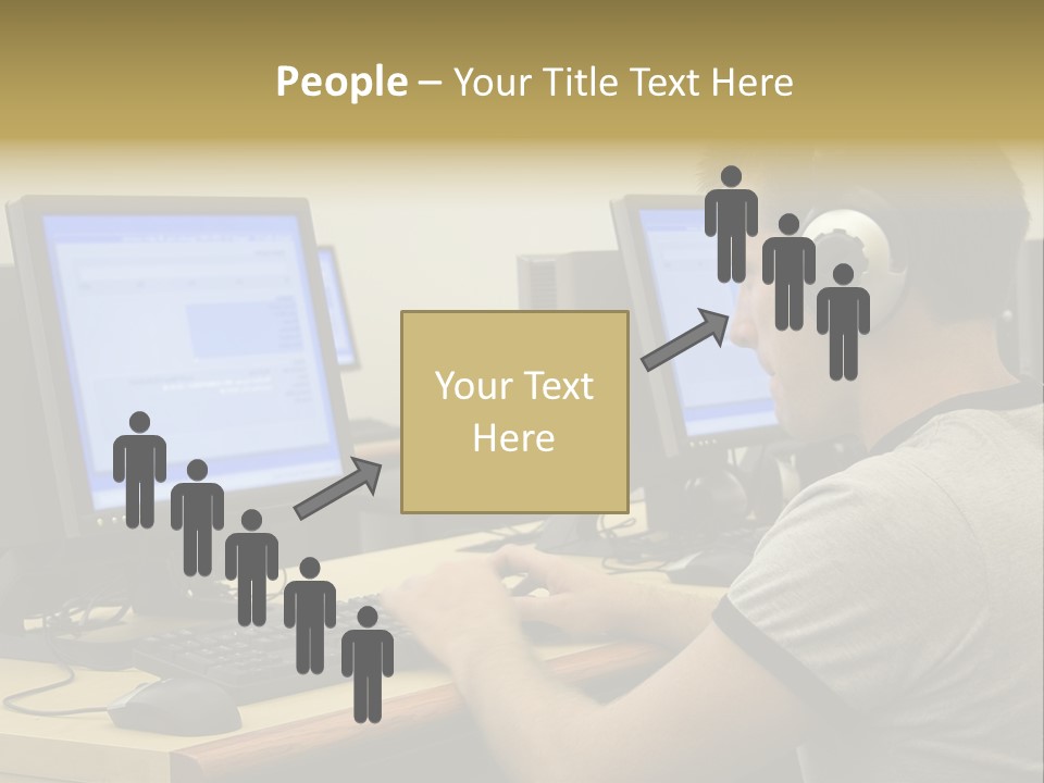 College Student Using Computer Lab. PowerPoint Template