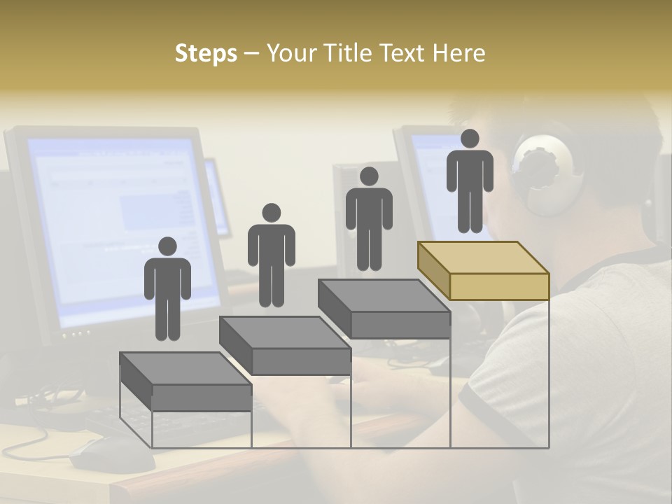 College Student Using Computer Lab. PowerPoint Template
