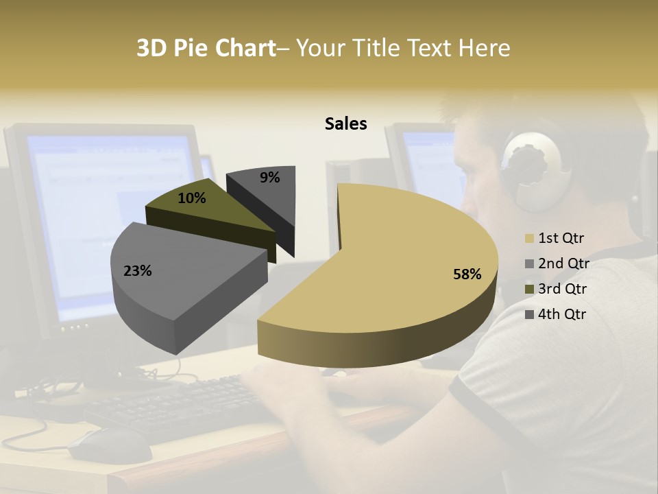 College Student Using Computer Lab. PowerPoint Template