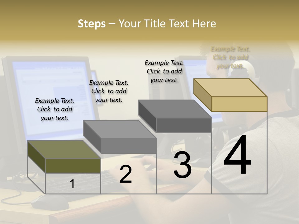 College Student Using Computer Lab. PowerPoint Template