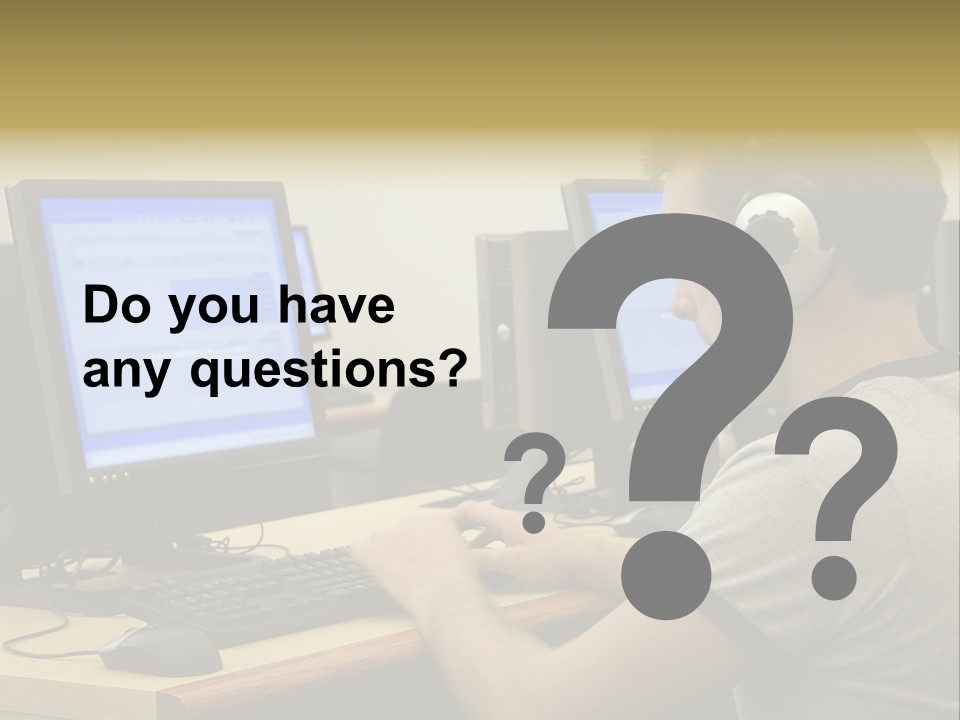 College Student Using Computer Lab. PowerPoint Template