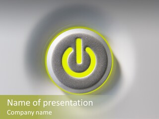 A Power Button With A Green Glow On It PowerPoint Template