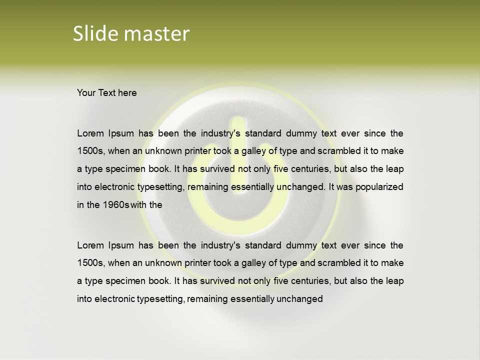 A Power Button With A Green Glow On It PowerPoint Template