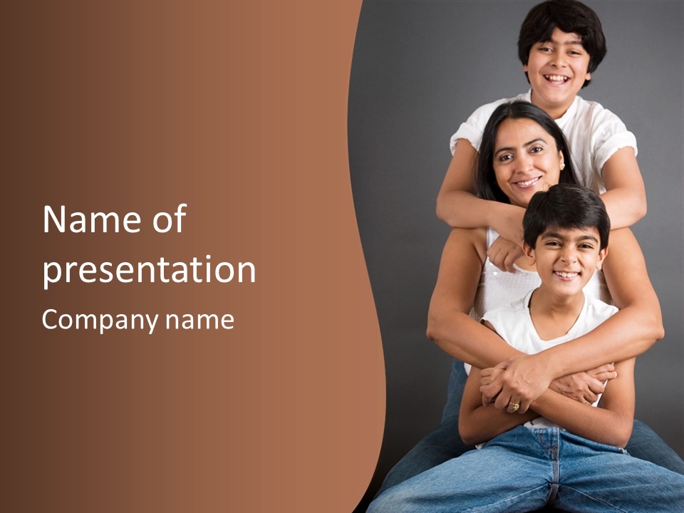 An Indian Mother With Her Two Sons PowerPoint Template