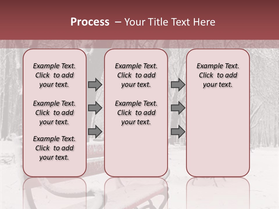 Red Benches In A Park Covered With Snow PowerPoint Template
