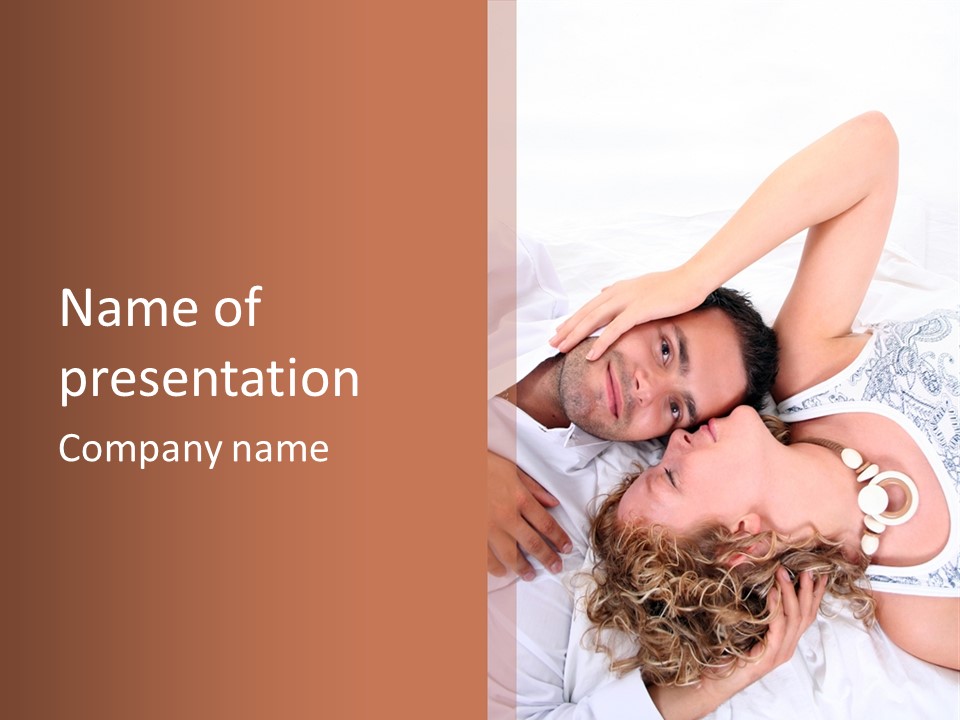Couple In White >> Sleeping Together PowerPoint Template
