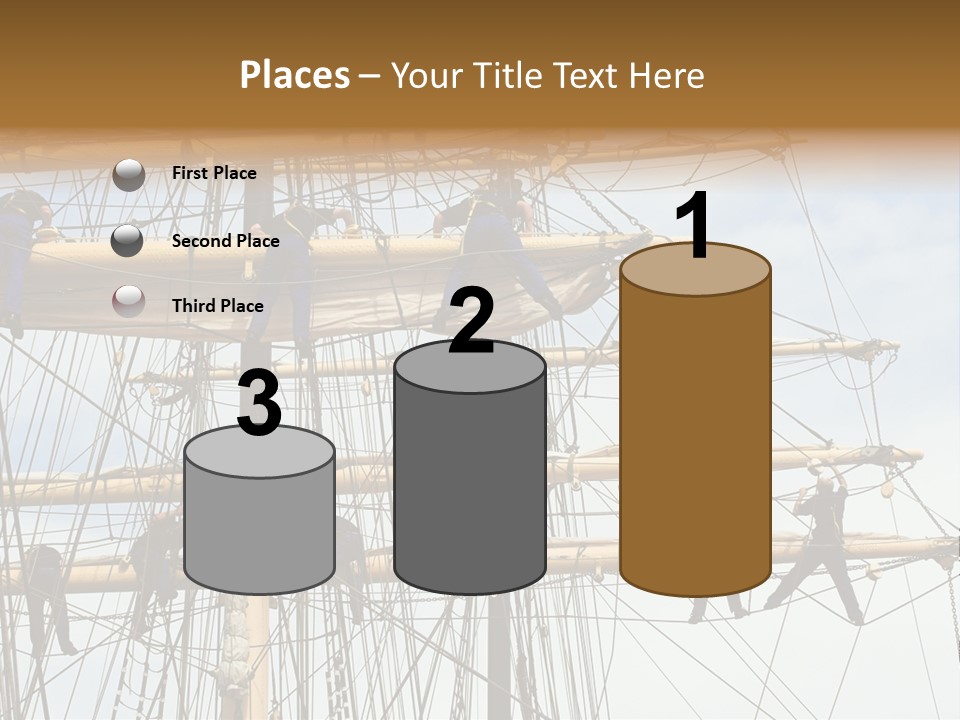 Sailors In The Mast Of An Ancient Teaching Ship, During The Tall Ships Race In Antwerp In 2006 PowerPoint Template