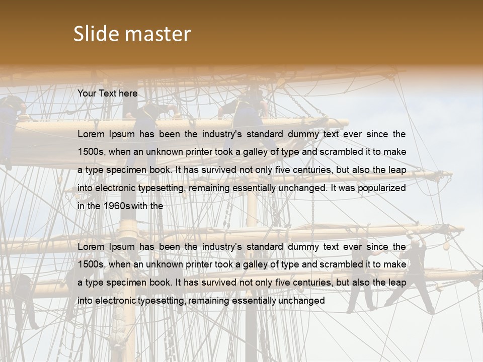 Sailors In The Mast Of An Ancient Teaching Ship, During The Tall Ships Race In Antwerp In 2006 PowerPoint Template
