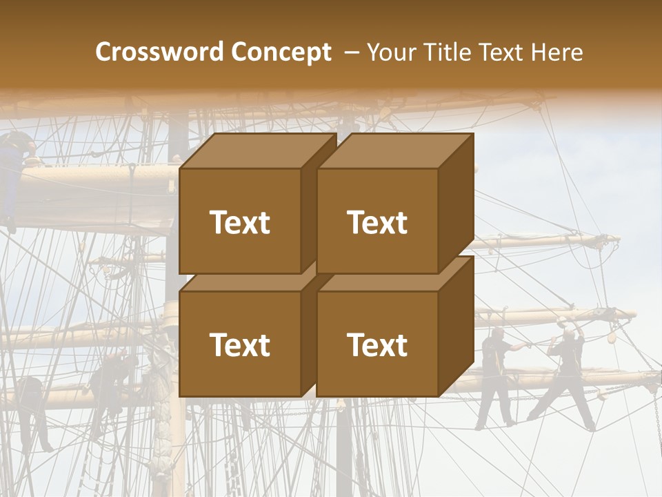 Sailors In The Mast Of An Ancient Teaching Ship, During The Tall Ships Race In Antwerp In 2006 PowerPoint Template