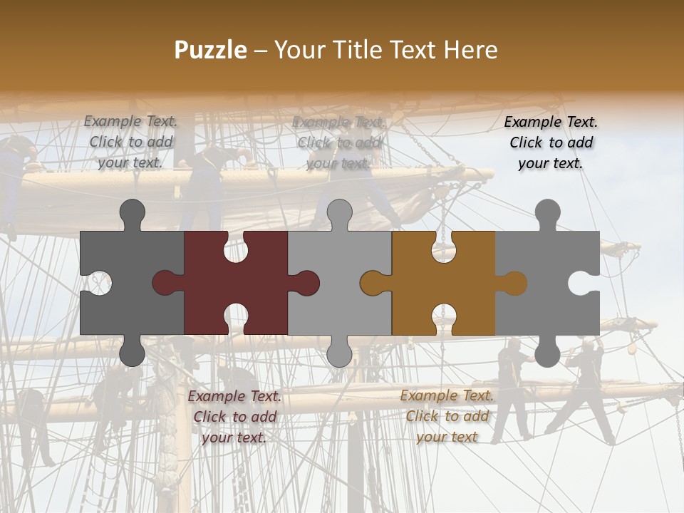 Sailors In The Mast Of An Ancient Teaching Ship, During The Tall Ships Race In Antwerp In 2006 PowerPoint Template