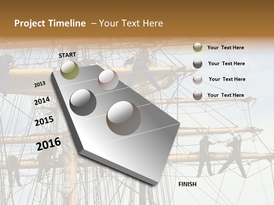 Sailors In The Mast Of An Ancient Teaching Ship, During The Tall Ships Race In Antwerp In 2006 PowerPoint Template