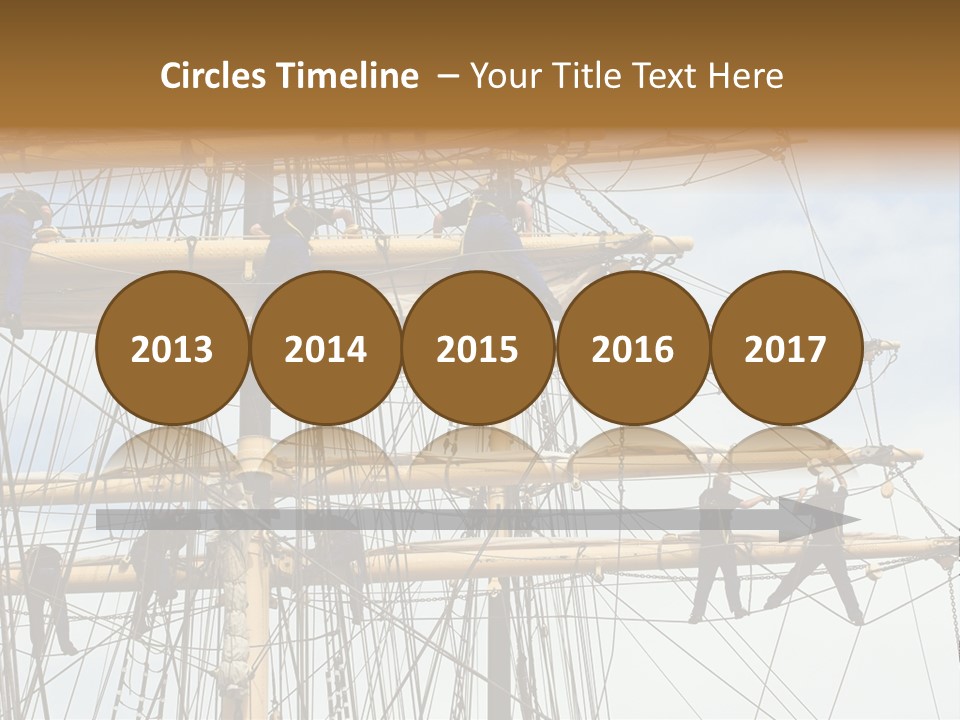 Sailors In The Mast Of An Ancient Teaching Ship, During The Tall Ships Race In Antwerp In 2006 PowerPoint Template