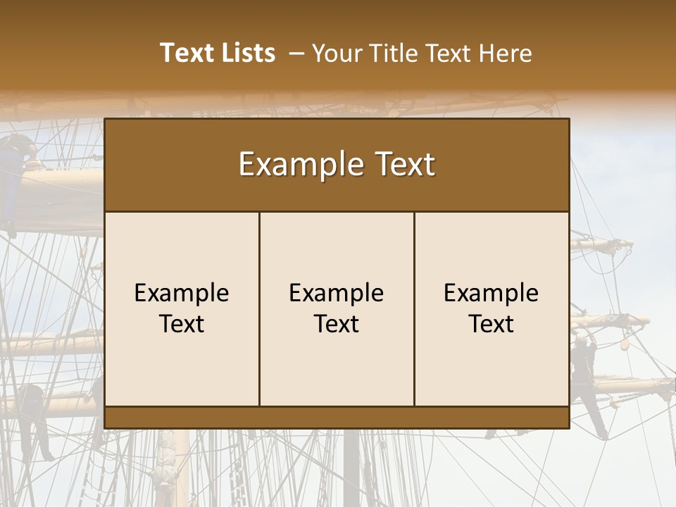 Sailors In The Mast Of An Ancient Teaching Ship, During The Tall Ships Race In Antwerp In 2006 PowerPoint Template