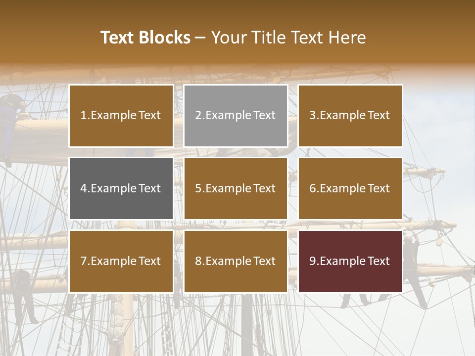 Sailors In The Mast Of An Ancient Teaching Ship, During The Tall Ships Race In Antwerp In 2006 PowerPoint Template