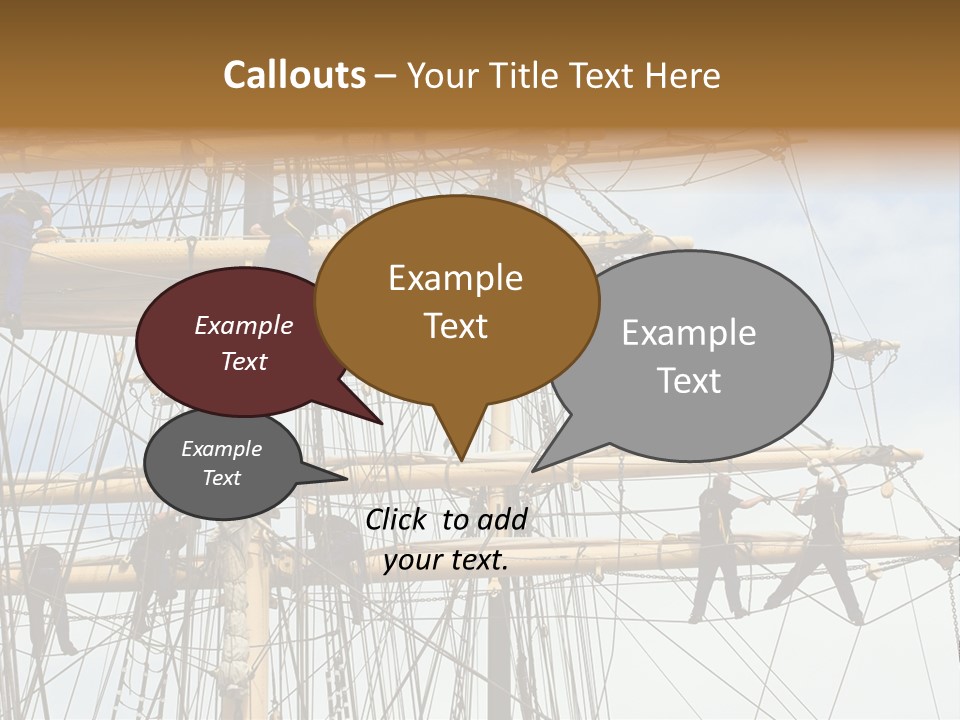 Sailors In The Mast Of An Ancient Teaching Ship, During The Tall Ships Race In Antwerp In 2006 PowerPoint Template