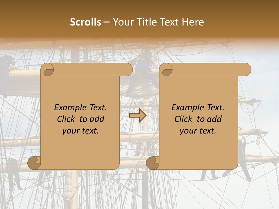 Sailors In The Mast Of An Ancient Teaching Ship, During The Tall Ships Race In Antwerp In 2006 PowerPoint Template