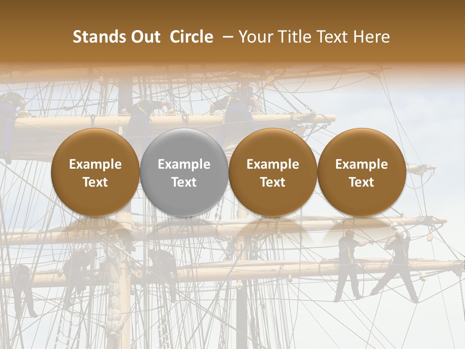 Sailors In The Mast Of An Ancient Teaching Ship, During The Tall Ships Race In Antwerp In 2006 PowerPoint Template