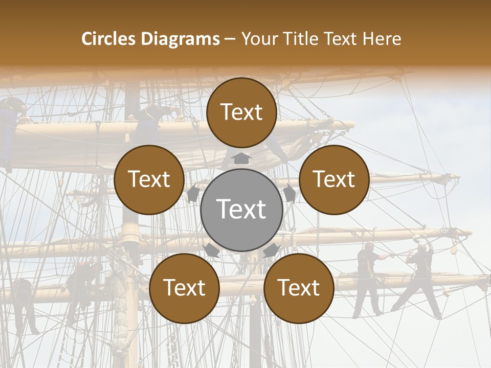 Sailors In The Mast Of An Ancient Teaching Ship, During The Tall Ships Race In Antwerp In 2006 PowerPoint Template