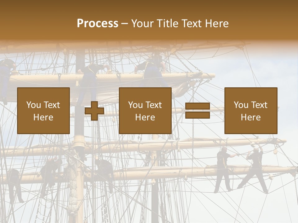 Sailors In The Mast Of An Ancient Teaching Ship, During The Tall Ships Race In Antwerp In 2006 PowerPoint Template